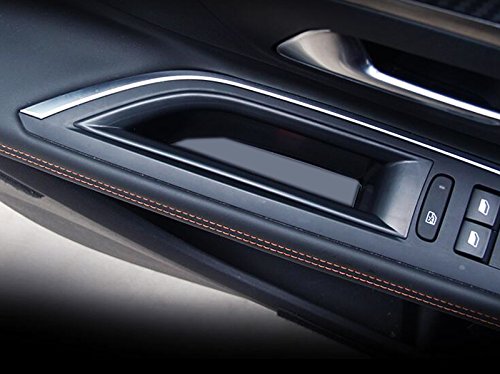 2PCS Black Interior Front Door Organizer Tray Storage Box with The Mats for Peugeot 3008 5008 GT 2016 2017 2018 2019