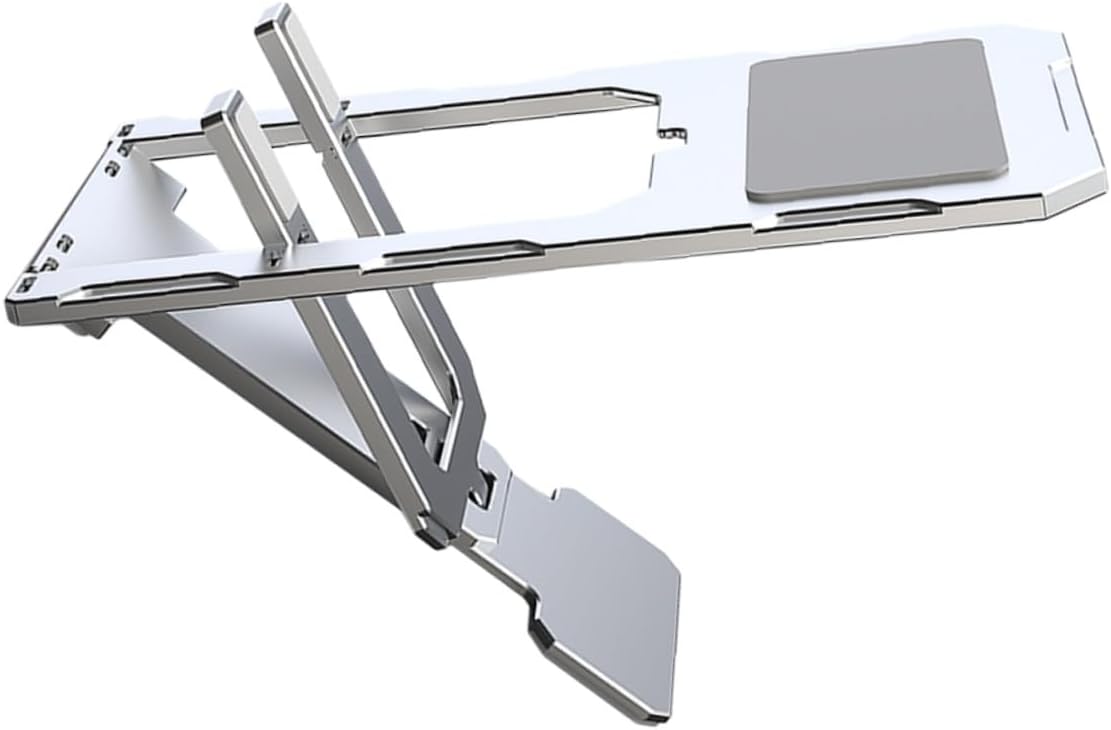ABOOFAN Adjustable Aluminum Alloy Portable Tablet and Phone Stand for Desk, Folding Phone Rack with Tablet Support Bracket, Silver Desktop Holder for Travel and Home Use