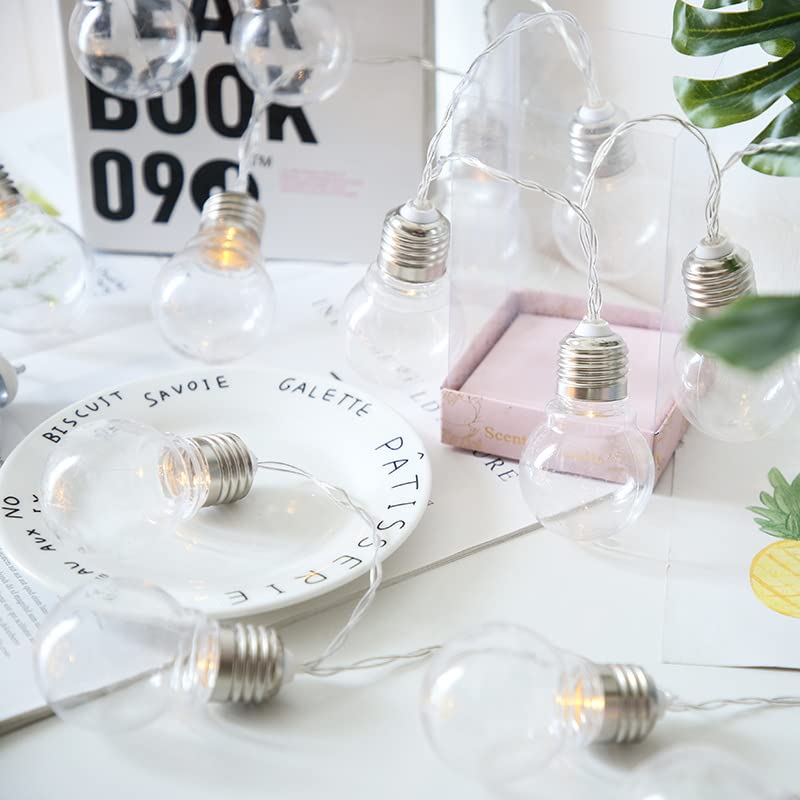 Luci a LED a sfera trasparenti a LED, lampadine Edison a batteria per feste di matrimonio in giardino, decorazioni natalizie (6M40LED)