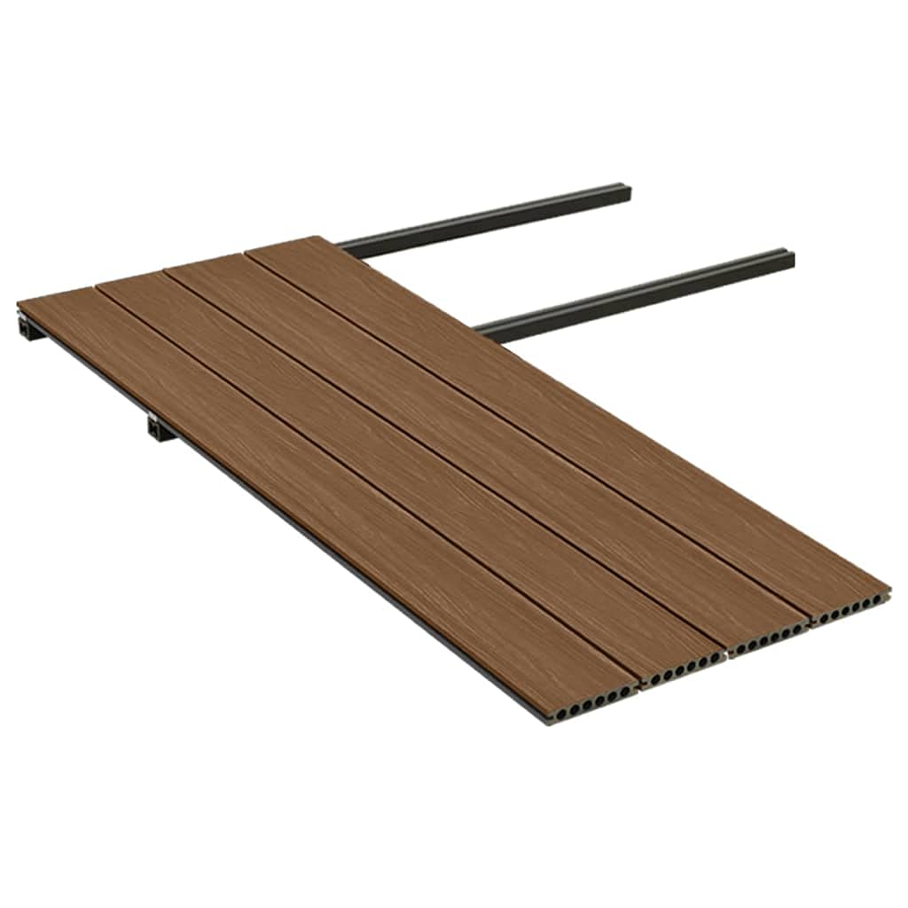 Lot de lames de terrasse WPC marron et gris avec accessoires, 10 m², 4 m de long, coextrudées, 23 mm d'épaisseur, imperméable, aspect bois, pour terrasse, balcon, zone de piscine