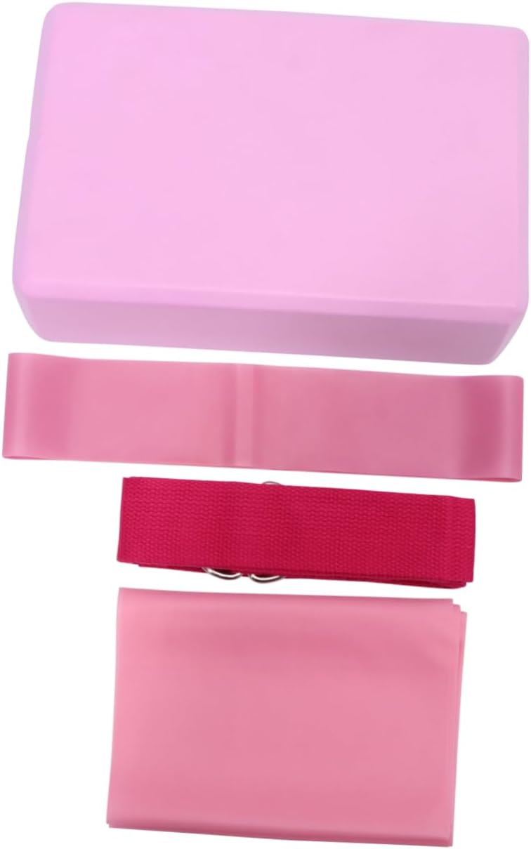 Mipcase 1Set Yoga Tool Kit Stretch Band Latex Pull Towel Resistance Ring Yoga Brick for Home Gym Workouts Pink Lightweight Convenient for Easy Use