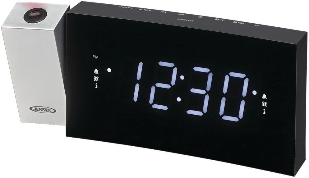 Jensen Compact Time Projection Dual Alarm Clock Radio with