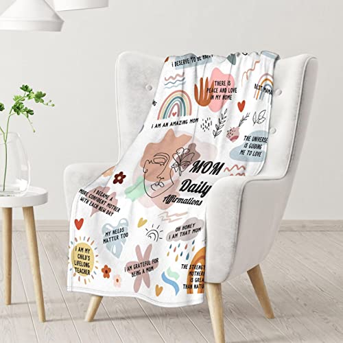 Mom Throw Blanket - Soft, Fuzzy & Warm - 30x40 Inches to My Mom Blankets for Lap - White Modern Throws Birthday Gifts from Daughter or Son