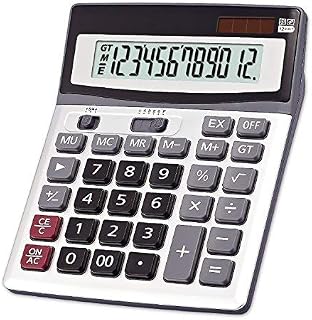 OFFIDIX Large Key Calculators Office Desktop Calculator, Solar and Battery Dual Power Electronic Calculator Portable 12 Digit Large LCD Display Calculator 2018 New Gift (Silver)