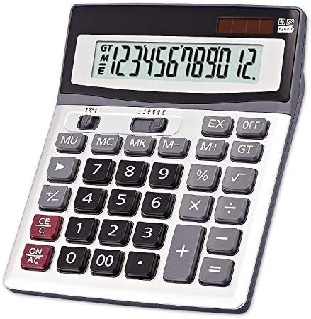OFFIDIX Large Key Calculators Office Desktop Calculator, Solar and Battery Dual Power Electronic Calculator Portable 12 Digit Large LCD Display Calculator 2018 New Gift (Silver)