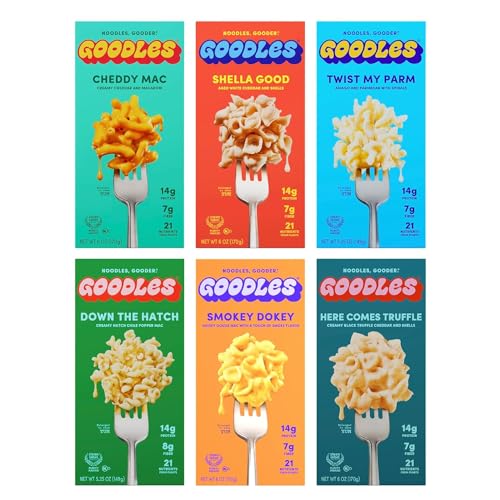 Goodles Mac & Cheese Assortment 12 Pack, 6oz - 14g Protein, 6g Fiber with Prebiotics, 21 Nutrients and Made w/REAL Cheese! | Clean Label Certified