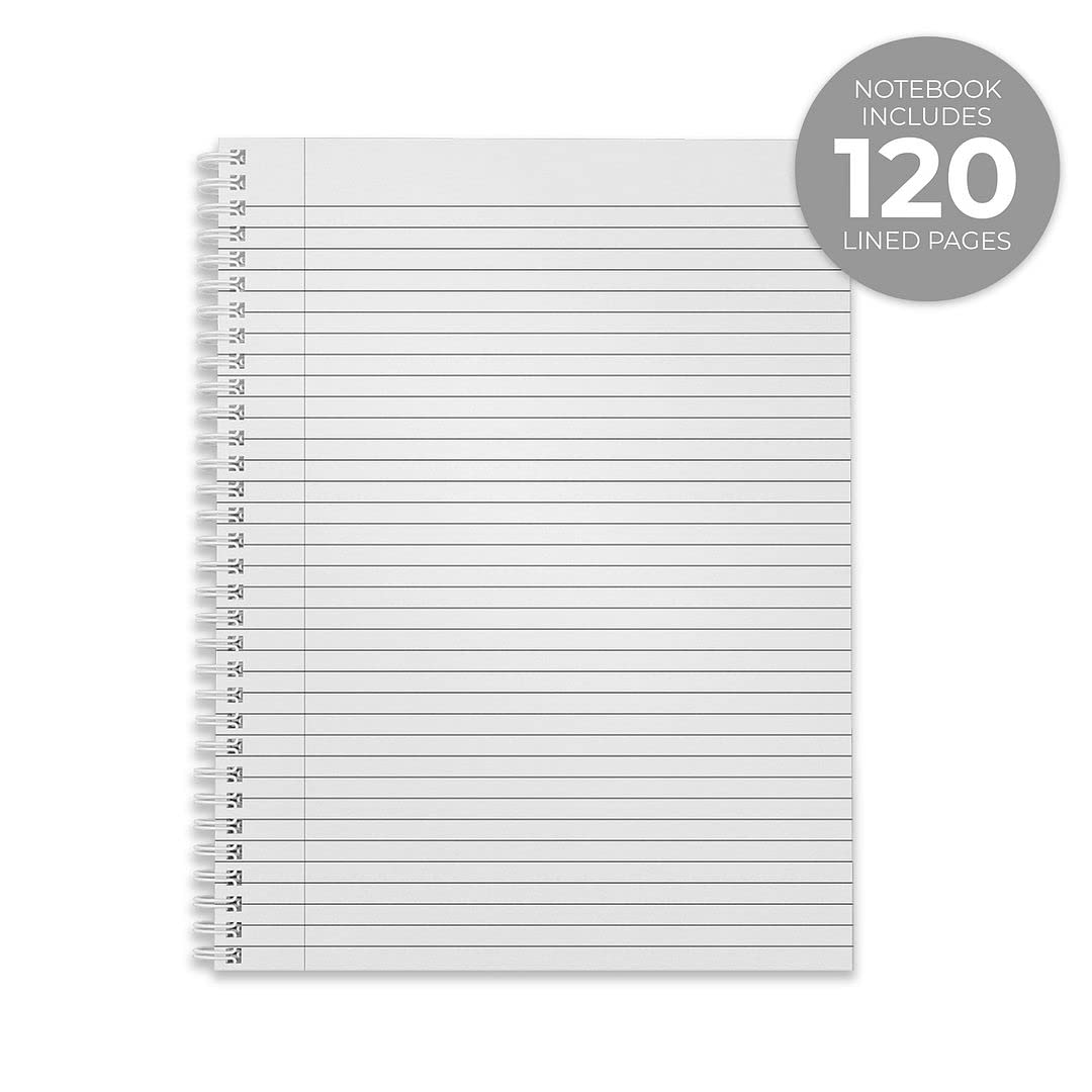 Notatnik Overthinker Professional Overthinker, 21,6 x 27,9 cm, elegancki czarny spiralny dziennik, 120 stron w linie, wytrzymałe podwójne szlufki, błyszcząca laminowana okładka,