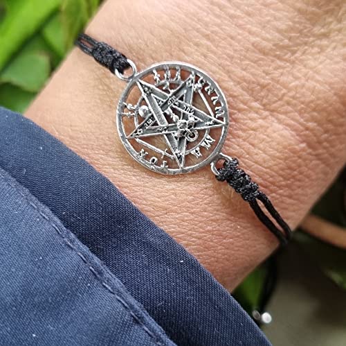 Pulsera Tetragramatón de Plata de Ley Ajustable