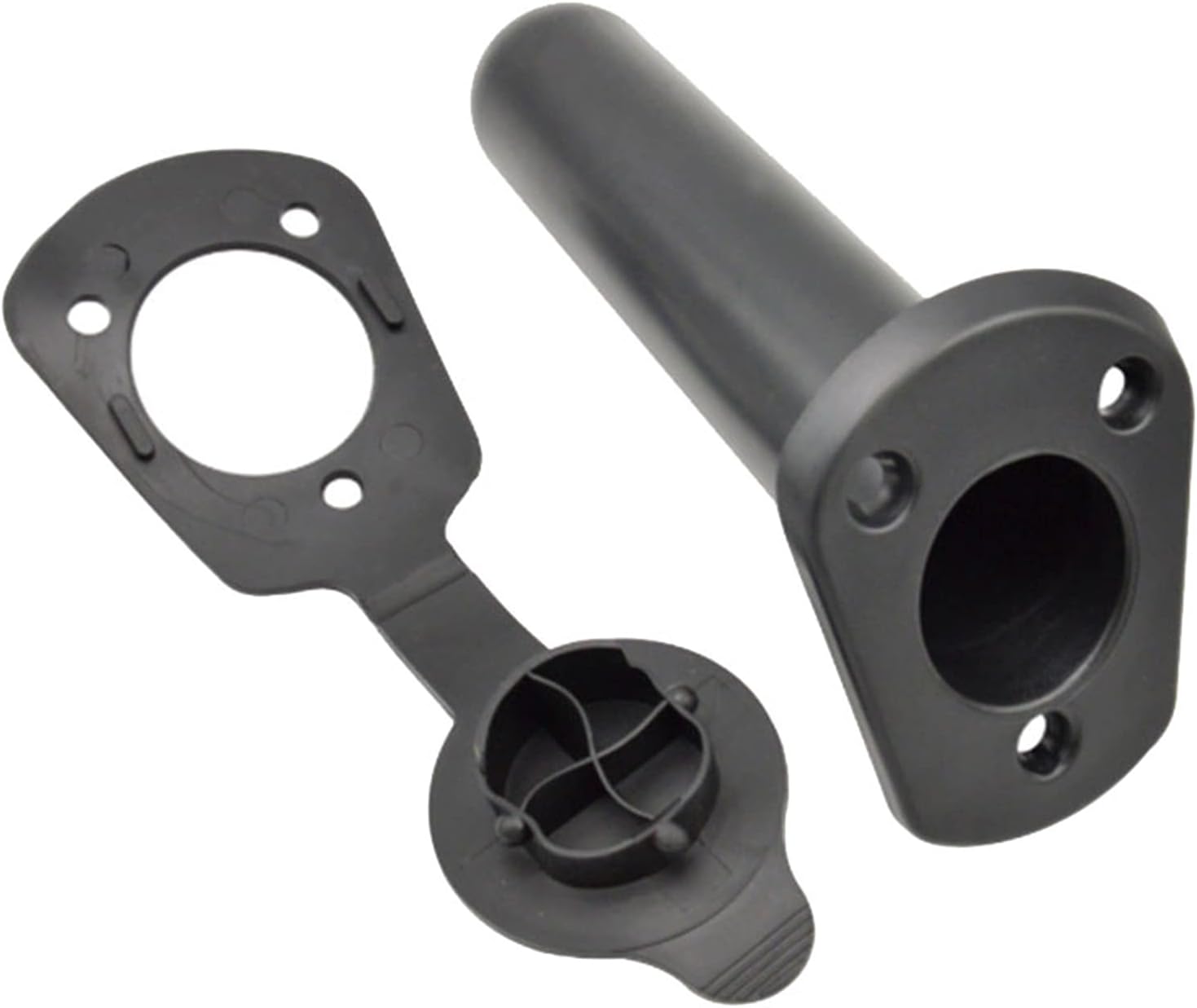 Kayak 2Pcs Kayak Deck Plastic Flush Mount Fishing Boat Rod Holders and Cap Cover Fishing Tackle Accessory Tool (Color : Black)