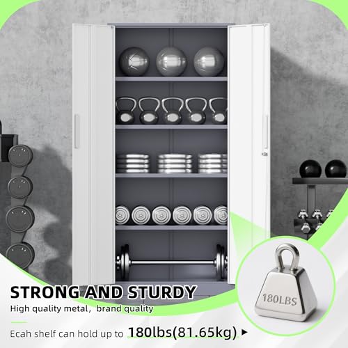 Image of INTERGREAT Metal Storage Cabinet, 72 inch Locking Steel Cabinets with 2 Door and 4 Adjustable Shelves, Tall Metal Cabinet for Home Office, Garage, Warehouse,(New Grey)