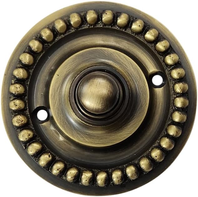 Adonai Hardware Dotted Brass Bell Push or Door Bell or Push Button (Antique Brass)