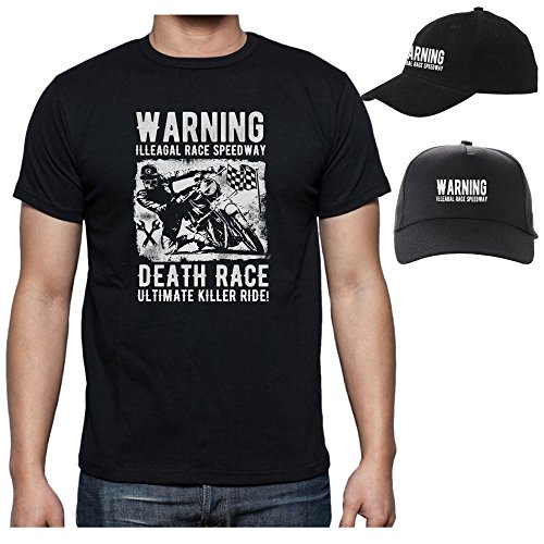 Tshirt et Casquette Warning avec Motif Graphique Imprimé et Visière Courbée