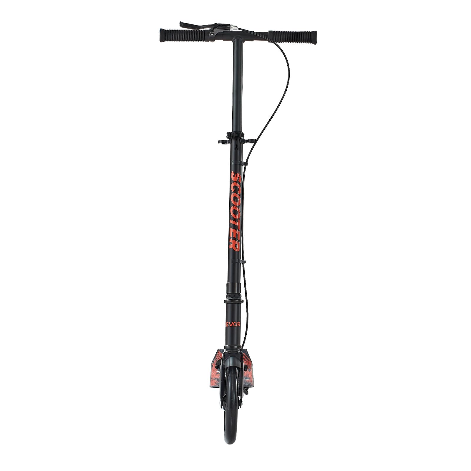 VEVOR Patinete para Niños a Partir de 8 Años, 2 Ruedas, con Manillar Regulable en Altura y Base Antideslizante, Freno de Mano, Marco de Aleación Aluminio, hasta 100 kg, Negro, 900 x 380 x 1000 mm