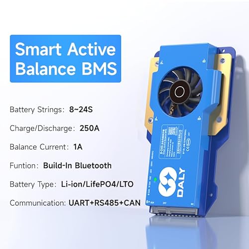 DALY Smart Active Balance BMS 250A 24V-84V 8S-24S Built-in Bluetooth with RS485 CAN PCB Battery Protection Board for LifePO4 LTO Li-ion Battery Pack