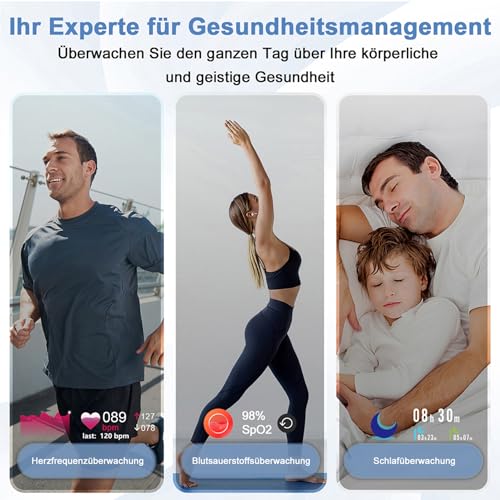 Blackview Smartwatch R30 Herren Damen Fitnessuhr, 1,85'' Smart Watch, Armbanduhr mit Pulsmesser Schlafmonitor Musiksteuerung SpO2, Schrittzähler Uhr Sportuhr, Aktivitätstracker für Android iOS,Schwarz – Bild 6