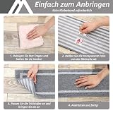 COSY HOMEER Maty na schody do wnętrz, 70 x 22 cm (15 sztuk), antypoślizgowy dywanik na schody dla dzieci, osób starszych i psów, maty na schody można prać w pralce, 100% poliester, spód TPE, szare
