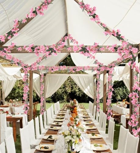 Image of Nutts Artificial Bougainvillea Silk Vines Creepers Hanging Flower Garland for Wedding & Home Decoration, Flower Garland (2, Baby Pink)