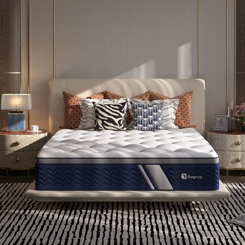Avenco Queen Size Mattress 12 Inch, Hybrid Queen Mattress in a Box, Fiberglass-Free Pocket Spring & Gel Memory Foam, Cooling Pressure Relief, Edge Support, Medium Firm, CertiPUR-US