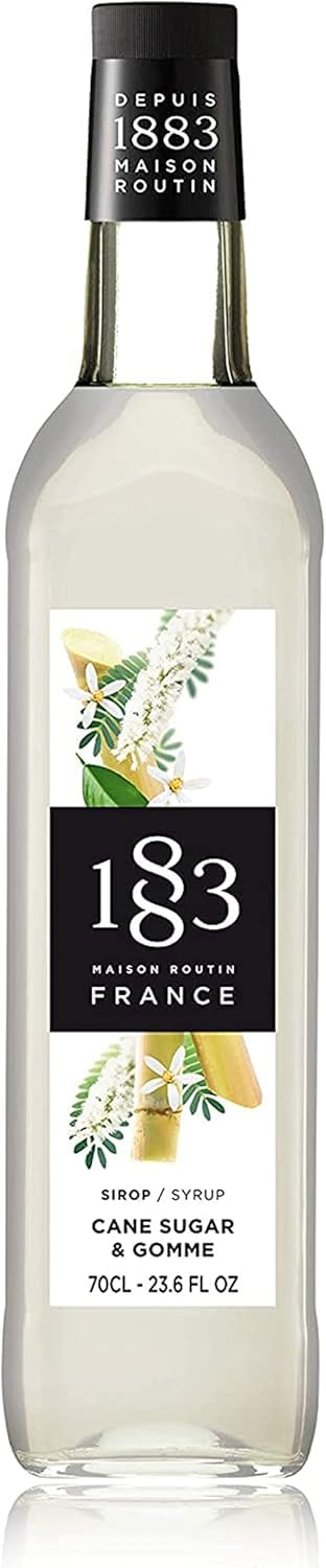 1883 Maison Routin Premium Gomme & Cane Sugar Syrup – Natural Sugar Alternative, For Cocktails, Mocktails, Coffee, Ice Tea – Vegan-Friendly, Allergen-Free, No Preservatives – 700ml Glass Bottle
