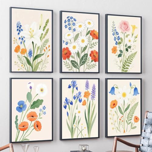 YALKIN 6 Stück Malen Nach Zahlen Erwachsene, Paint by Numbers Malen Nach Zahlen, DIY mit Pinseln und Acrylfarben Handgemalt Ölgemälde… – Ansicht 3