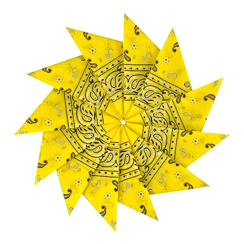 Junvena Cotton Bandanas 12 packs 22X 22 Double Sides Printed Unisex KerchiefLemon Yellow