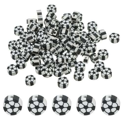 PATIKIL Sportball Perlen 100 Pack Opake Acryl Sport Perlen Lehm Fußball Perlen Abstandshalter Lose Perlen Handwerk für Heimwerker Halskette Armband Schlüsselband Ohrring Schwarz und Weiß., 3.94 €