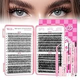 WLF Lash Clusters Kit 640 Pcs Lash Extension Kit Individual Lashes D Curl Clusters Eyelashes Extensions Kit with Lash Book Eyelash Bond and Seal Remover Tweezers Brush(Mix 9-16mm,30D+40D+50D+60D Kit)