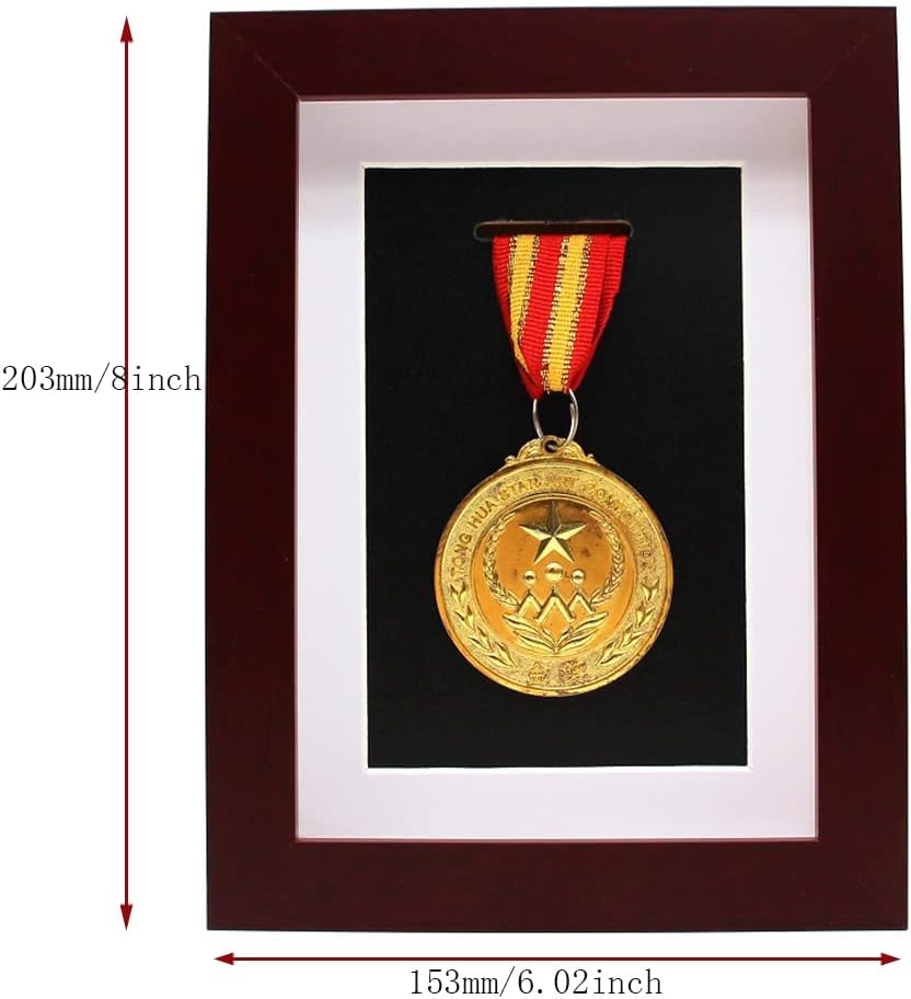 Solid Wood Medal Display Box Photo Frame-Marathon Medal Display Framemilitary Medal Display Cabinet-Marathon Medal Storage Boxfits All Sports Winners, Military Medal Badge Medal 8.2*6.2 Inch