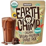 EarthChimp Organic Vegan Protein Powder - with Probiotics - Non GMO, Dairy Free, Non Whey, Plant Based Protein Powder for Women and Men, Gluten Free - 26 Servings 32 Oz (Chocolate)