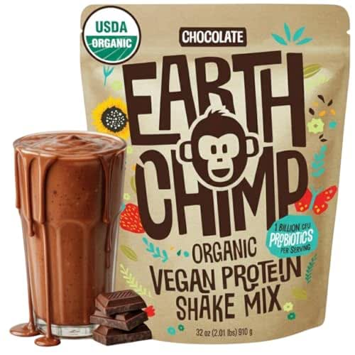 EarthChimp Organic Vegan Protein Powder - with Probiotics - Non