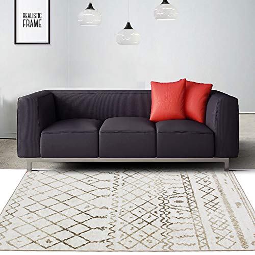 Tapis marocain coton tissé main jet de tapis tufté lavable machine