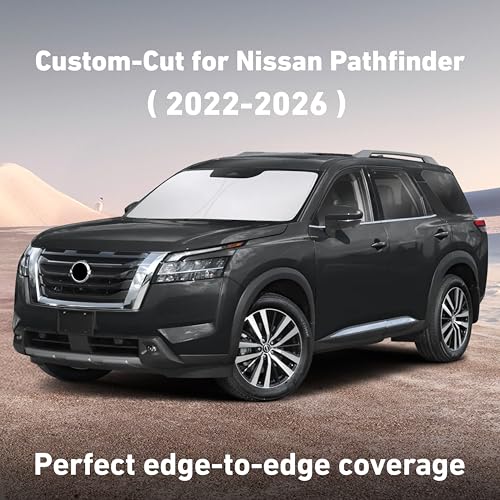 Image of EcoNour Windshield Sunshade Compatible for Nissan Pathfinder 2022-2024 2025 2026, Sun Visor for Front Windshield & Window Sun Shade Cover, UV Heat Blocker & Protector, Car Accessories