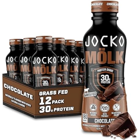 Jocko Mölk 30g Grass Fed Protein Shakes – No Added Sugar Protein Drinks KETO Friendly - Ready to Drink 12 FL Oz (Pack of 12) Chocolate Cover