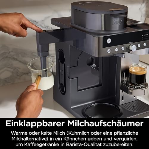 Ninja Prestige 2-in-1 Filterkaffee- und Kapselmaschine mit integriertem Milchaufschäumer, für Latte, Eiskaffee und Flat White, Grau-Metall CFN802EUGM 4
