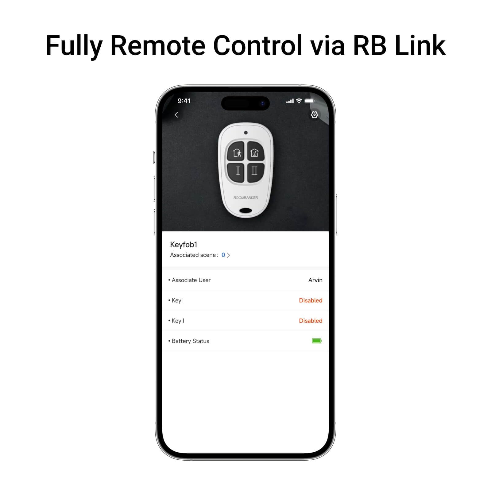 Keyfob KF1 - Soporte con un clic arming & disarming - up to 1900m two-way communication with hub