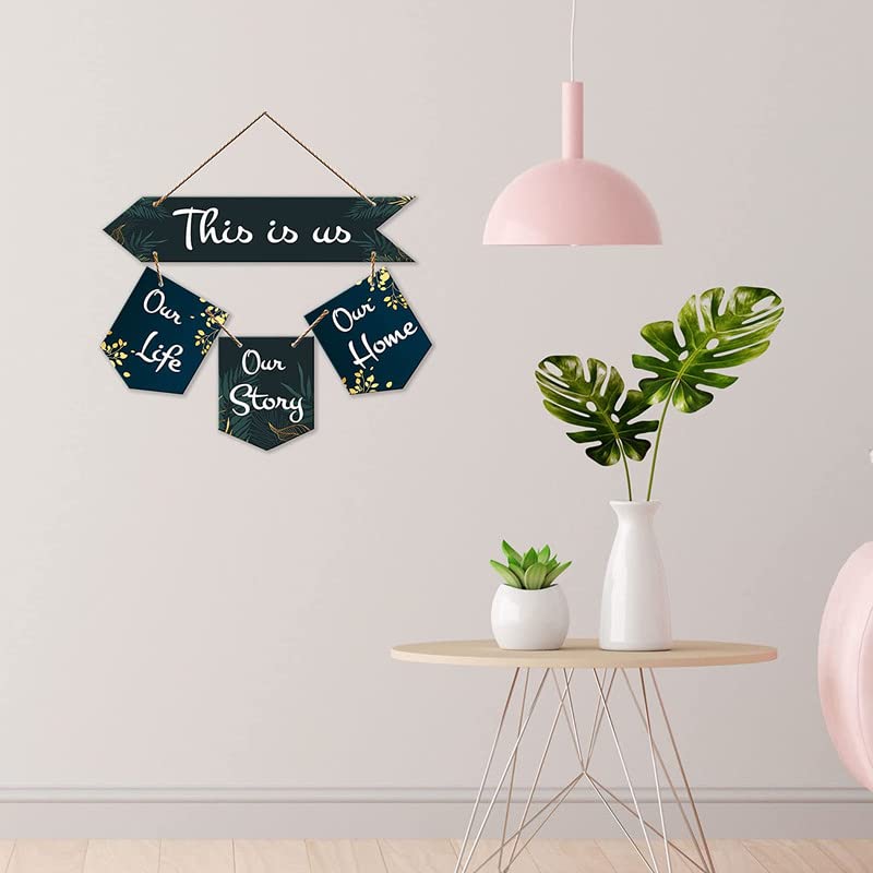 Image of This is us Decorative Wall Art MDF Wooden Wall Hanger for Living Room | Bedroom | Gifts | Wooden Home Decor Items | Modern Decoration | Quotes Decor Items