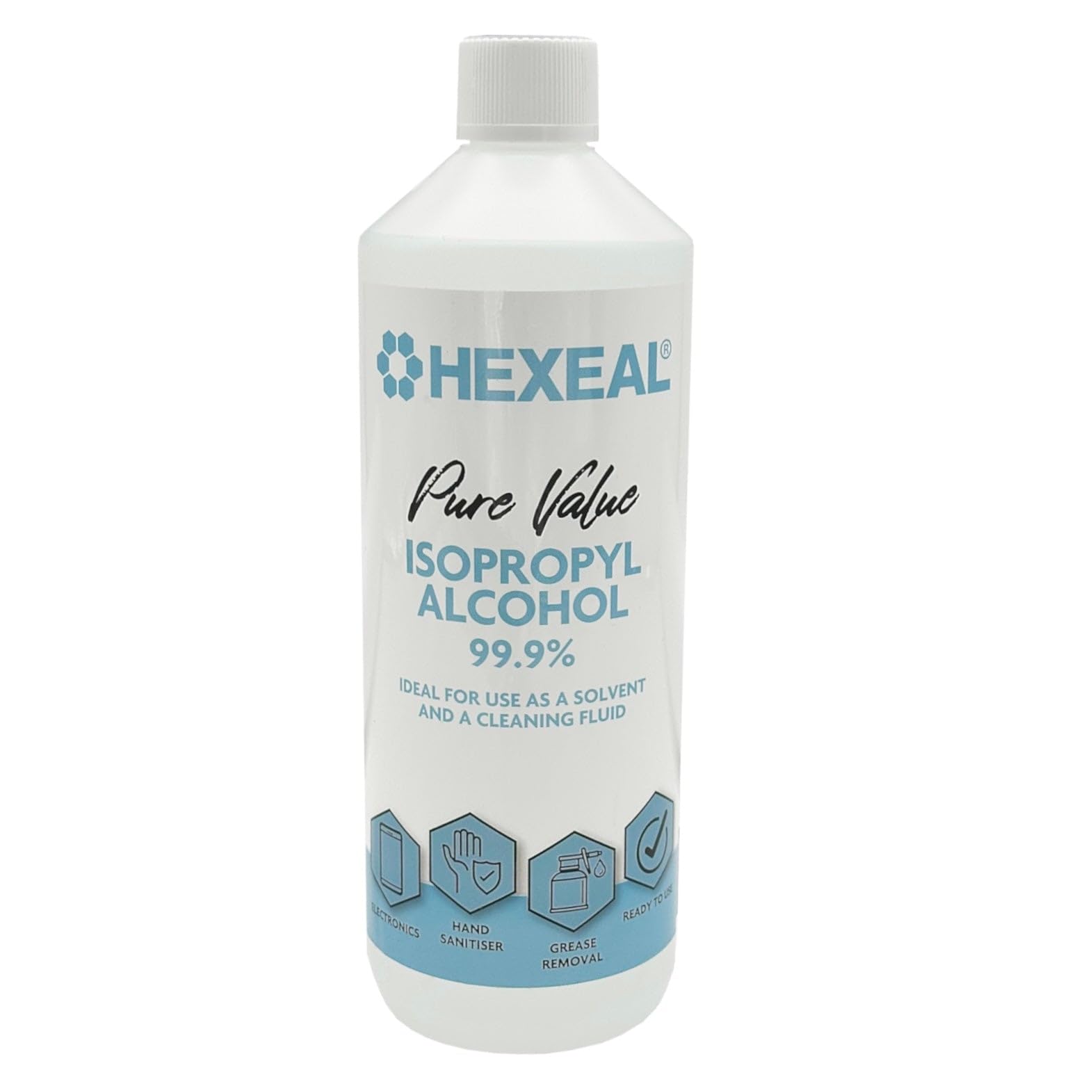 Hexeal Pure Value 99.9% Isopropyl Alcohol 1L – Sanitising & Cleaning
