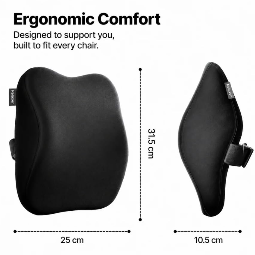 Image of Relaxer Office Chair Neck Rest | Ergonomic Cervical Neck Support Cushion for Office, Gaming & Study Chair | Relieves Neck Pain, Shoulder Tension & Desk Fatigue | Adjustable Strap