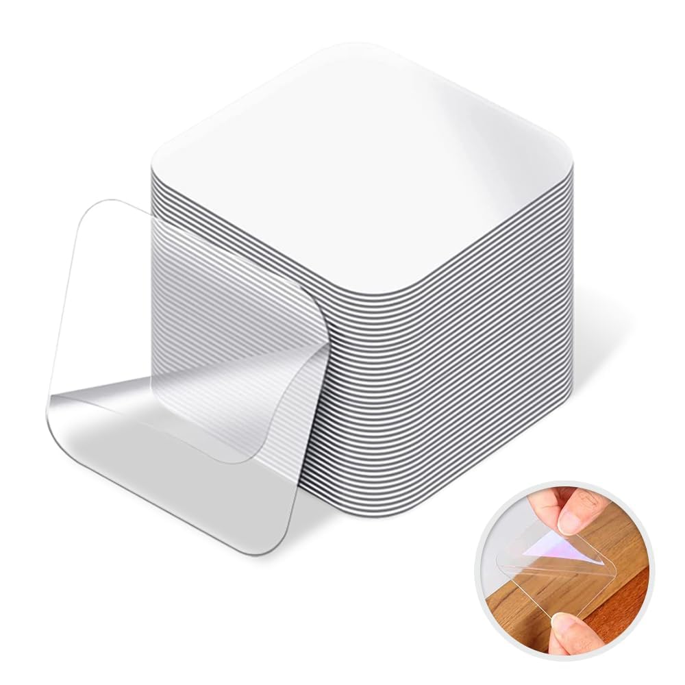 COOFANDY 20 Pcs Double Sided Wall Tape Heavy Duty, Double Sided Sticky Pads, Strong Adhesive Squares, Double Sided Transparent Mounting Tape, Washable Reusable Clear Adhesive Gel Pads Tapes