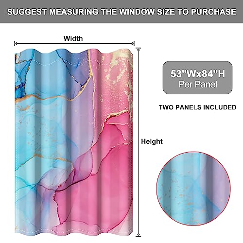 Baocicco Pink Blue Marble Blackout Window Curtains Gold Glitter Texture Print Curtain With Silver Grommets Modern Abstract Art Darkening Drapes Decor For Bedroom Living Room 2 Panels 53X84 Inch #TOP1