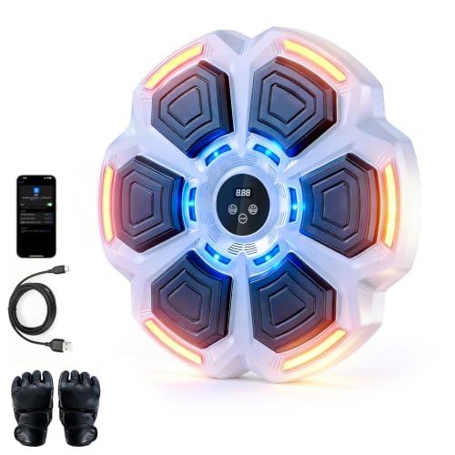 Wall Mount Bluetooth Music Boxing Machine with Gloves, Upgraded Intelligent Boxing Target, Portable Home Fitness Punch Equipment for Adults & Kids Daily Training & Stress Release