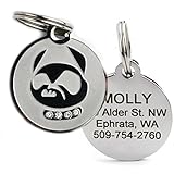 Designer Personalized Cat & Dog ID Tags. Stainless Steel Pet ID Tag, Custom Engraved with 4 Lines of Text – Unique, Stylish, Fun - Bone, Crown, Smiley Cat, Starry Moon Cat, Robo Dog, Bat Dog