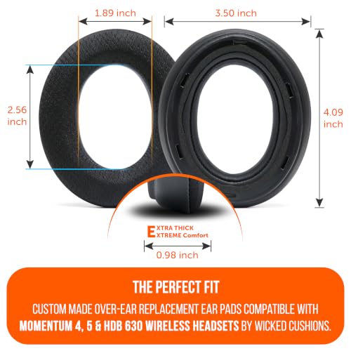 Image of WC Freeze Momentum 4 - Cooling Gel Earpads for Sennheiser Momentum 4 Wireless Over Ear Headphones by Wicked Cushions - Boost Comfort, Thickness, & Sound Isolation for Epic Listening | Black