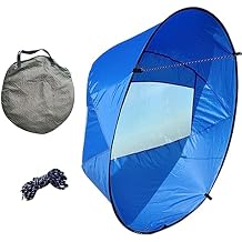 Kayak Wind Sail, Portable Foldable Durable Wind Sail with Transparent Window for Kayak Canoes Blue