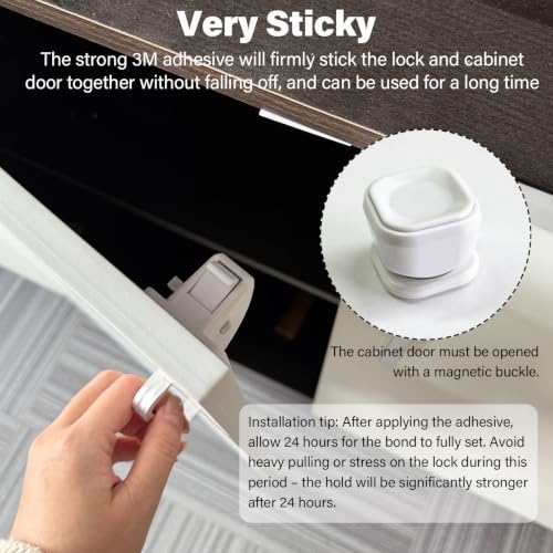 kimitimi 20 Pack Magnetic Cabinet Locks Baby Proofing - Child Safety Cabinet Latch Locks with Adhesive, No Drill or Tools Installation, for Cabinets Drawers Doors by kimitimi - Image 6