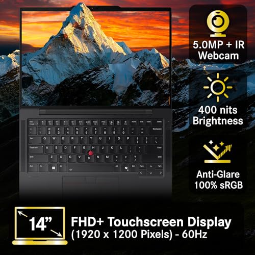 Image of Lenovo ThinkPad T14s Gen 5 Touchscreen 14 inch FHD+ AI Business Laptop, Intel Core Ultra 7 165U, 32GB LPDDR5X RAM, 1TB SSD PCIe, WiFi 6E, Backlit Keyboard, 2 Thunderbolt 4, HD Webcam, Win 11 Pro - Black
