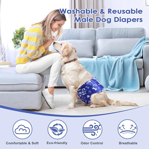 Image of 5 Pack Dog Diapers Male Reusable Belly Bands Washable for Large Male Dogs, High Absorbency for Puppy & Doggy, Size XL