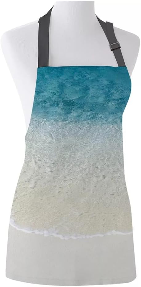 Sunshine Beach Printed Kitchen Aprons Comfortable Cleaning Tool Female Housewife Cooking Baking Bib