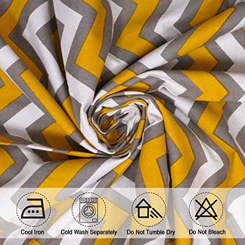 Image of HOMEMONDE Set of 2 Curtains Cotton 9 Feet Long Door Curtain Hang with Eyelets Yellow Chevron
