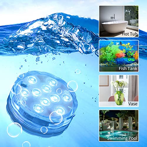 Luzes LED submersíveis,4 peças luzes led submersíveis com controles remotos rgb 16 cores à prova d'